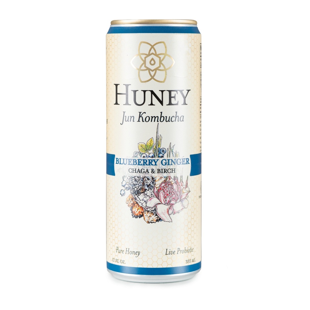 12 Oz Huney Jun Kombucha - Blueberry Ginger