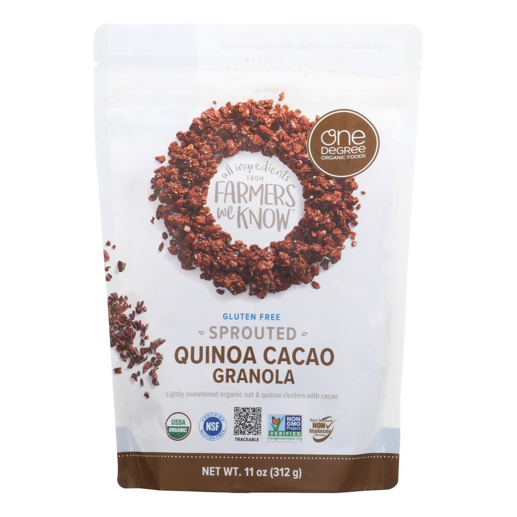 One Degree, Quinoa Cacao Granola  Sprouted Oat, 11 Oz(Case of 6)