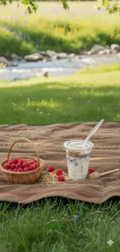 Organic Raspberry Honey Raw Yogurt Granola Parfait